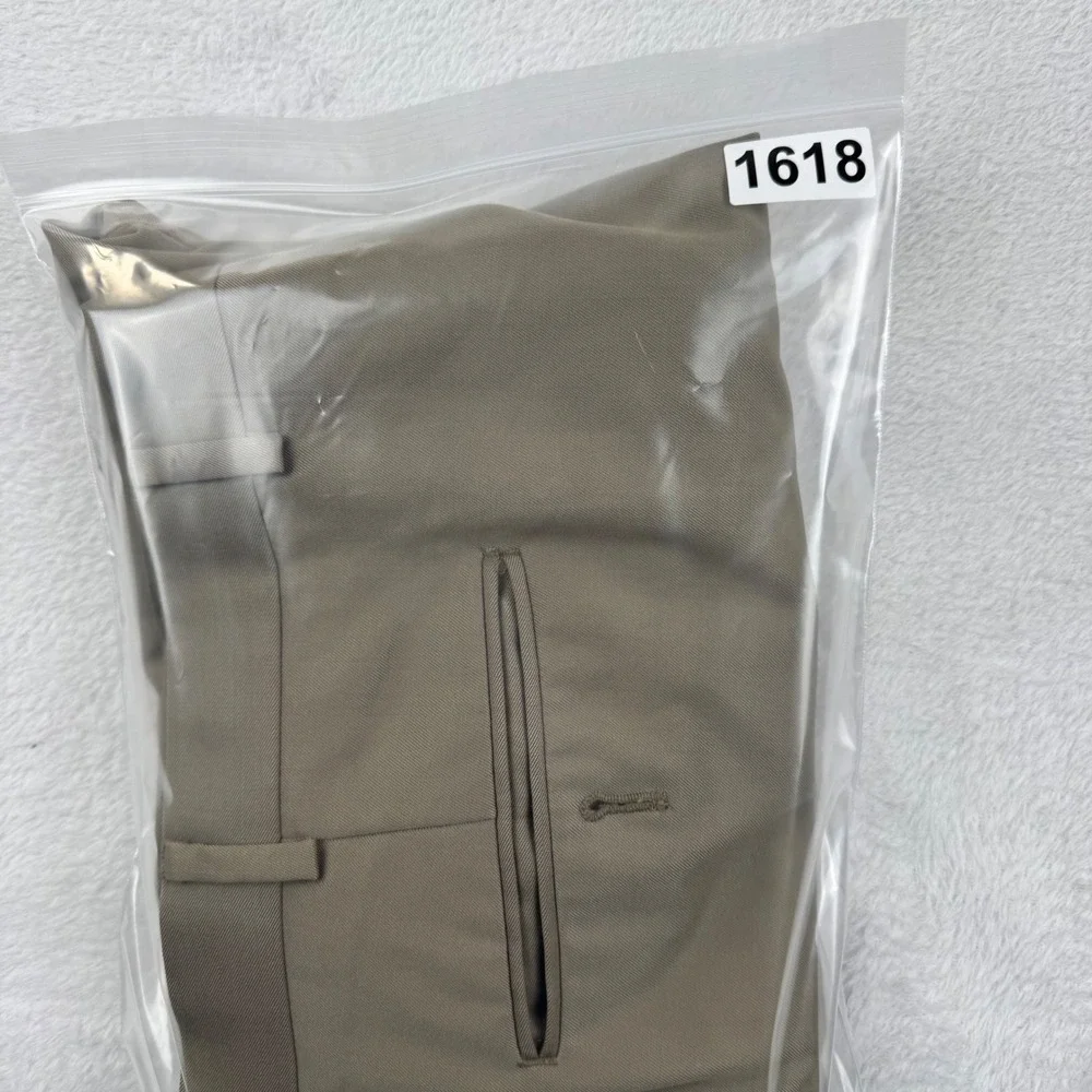 Brooks Brothers Madison Men Dress Pant Trouser 42x32 Altered 30 Taupe Brown Wool